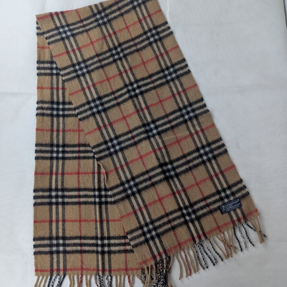 Burberry Check Beige Scarf Unisex | Cashmere Wool Blend | Authentic | Used - Picture 3 of 7